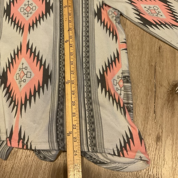 Myobe - Geometric Patterned Open Front Cardigan - Pink Gray White - Ladies 2XL - Picture 13 of 13